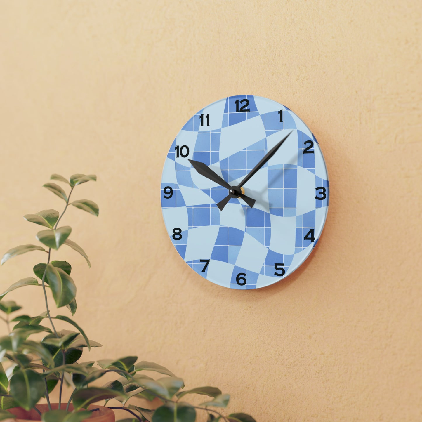 Reloj de pared acrílico mosaico azul