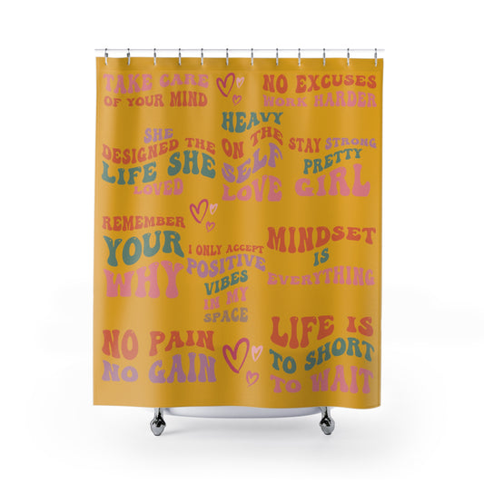 Encouragement Shower Curtains: Mustard