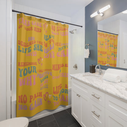 Encouragement Shower Curtains: Mustard