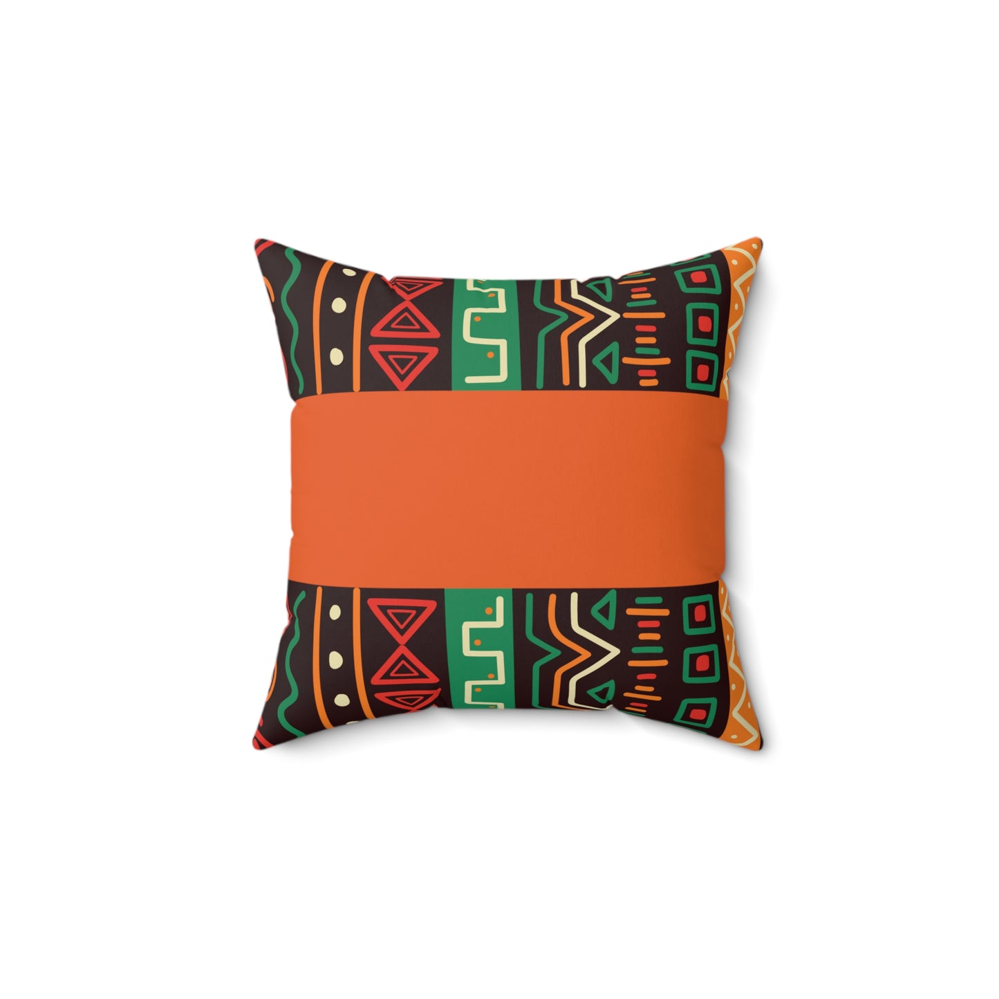 Orange Tribal Print Square Pillow