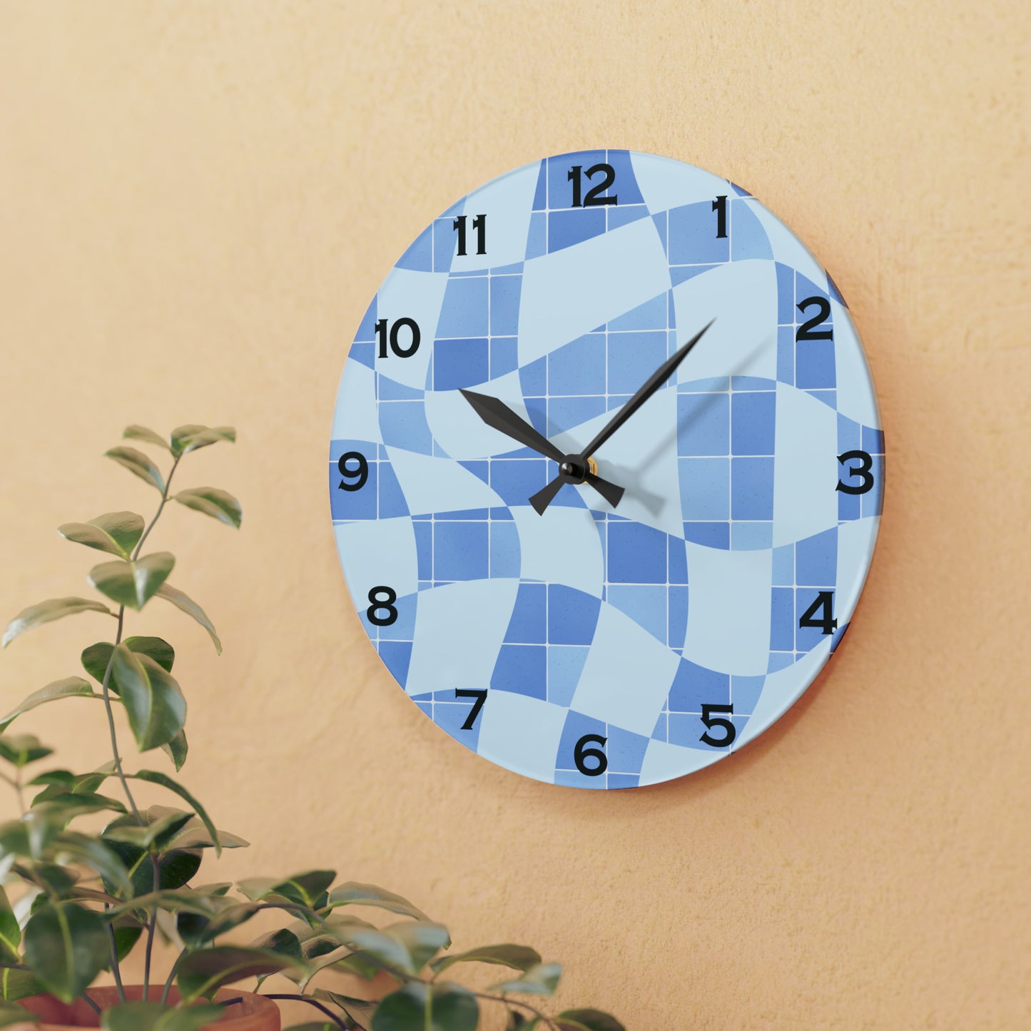 Blue Mosiac Acrylic Wall Clock