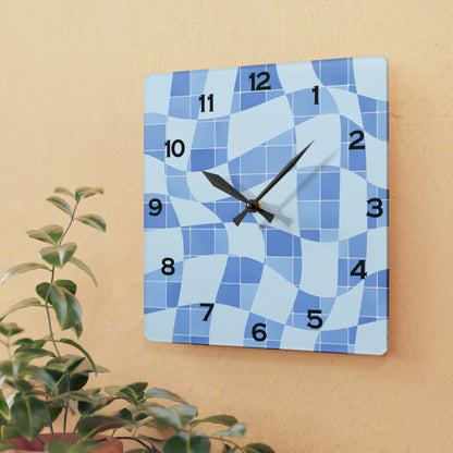 Blue Mosiac Acrylic Wall Clock