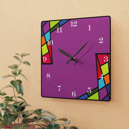 ColorBlock Wall Clock Plum