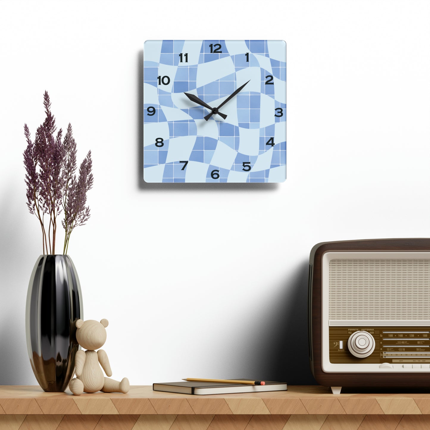 Reloj de pared acrílico mosaico azul