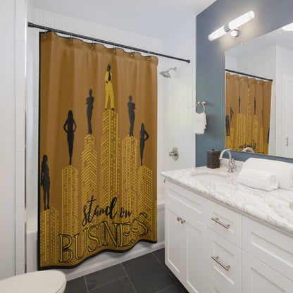 Stand on Business Shower Curtains: Mustard