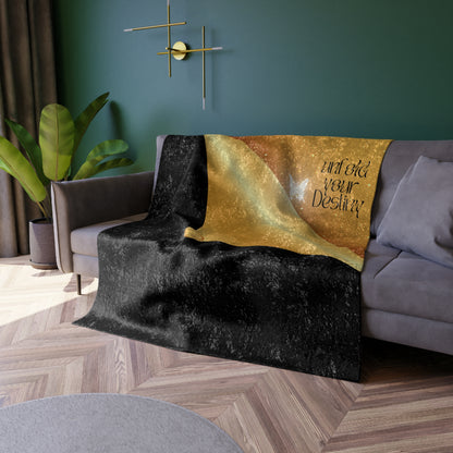 Unfold Your Destiny Blck Crushed Velvet Blanket