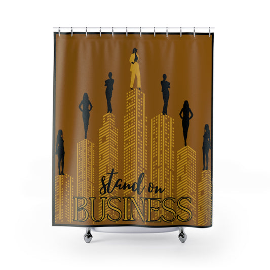 Stand on Business Shower Curtains: Mustard