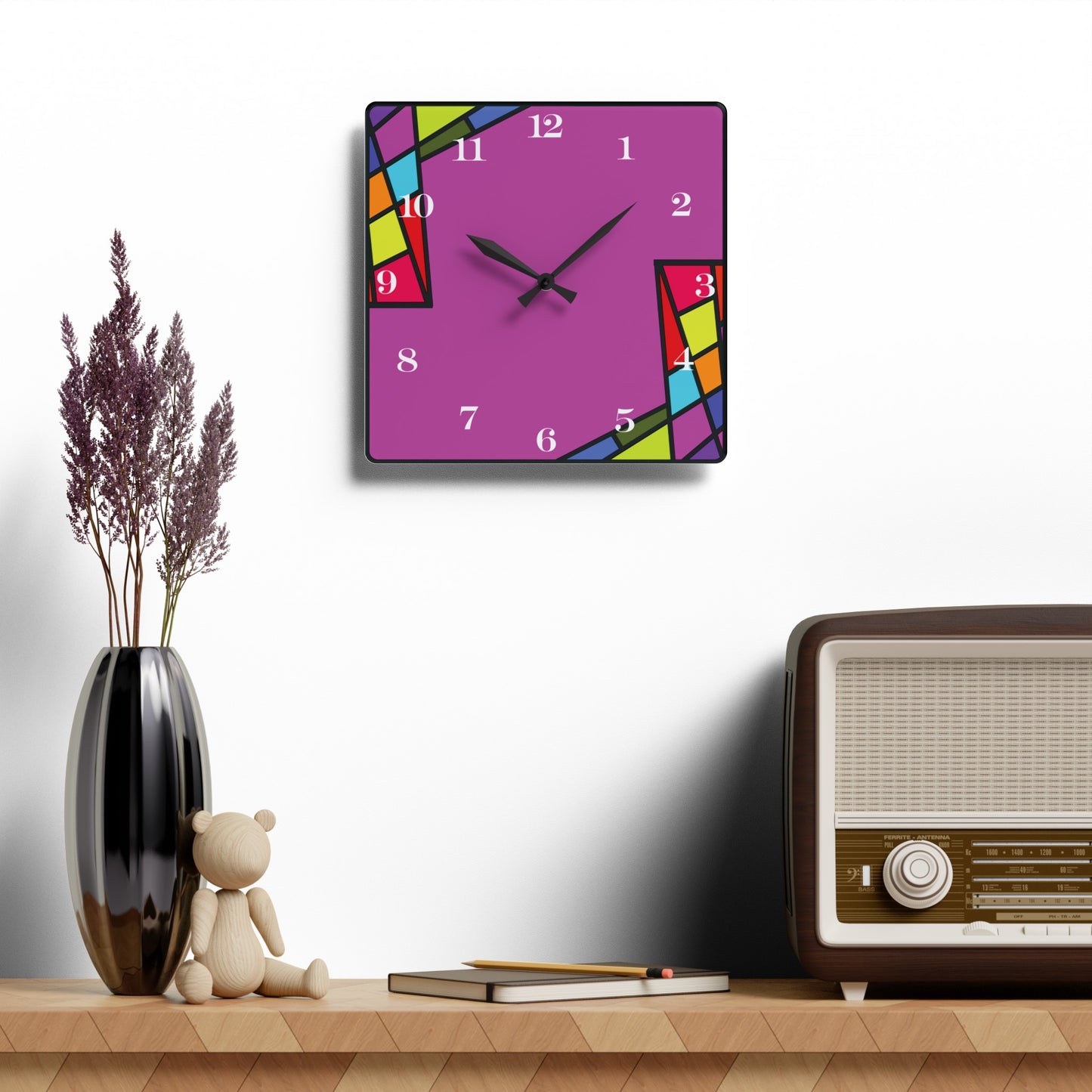 ColorBlock Wall Clock Plum