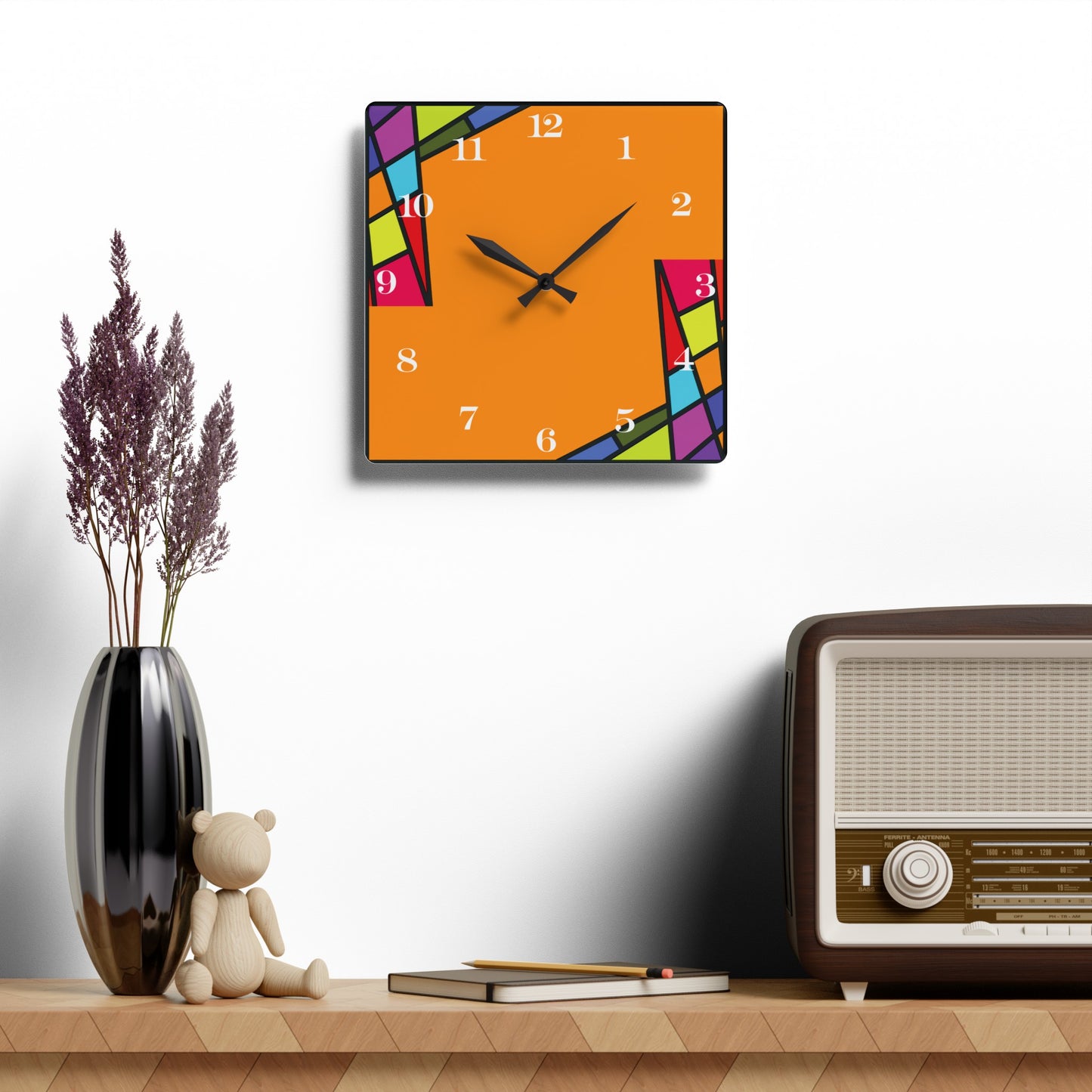 ColorBlock Wall Clock Orange