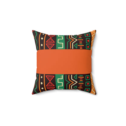 Orange Tribal Print Square Pillow