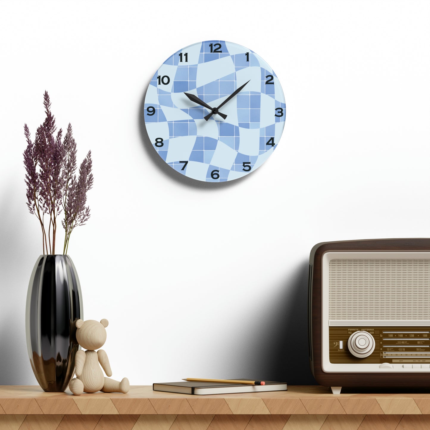 Reloj de pared acrílico mosaico azul