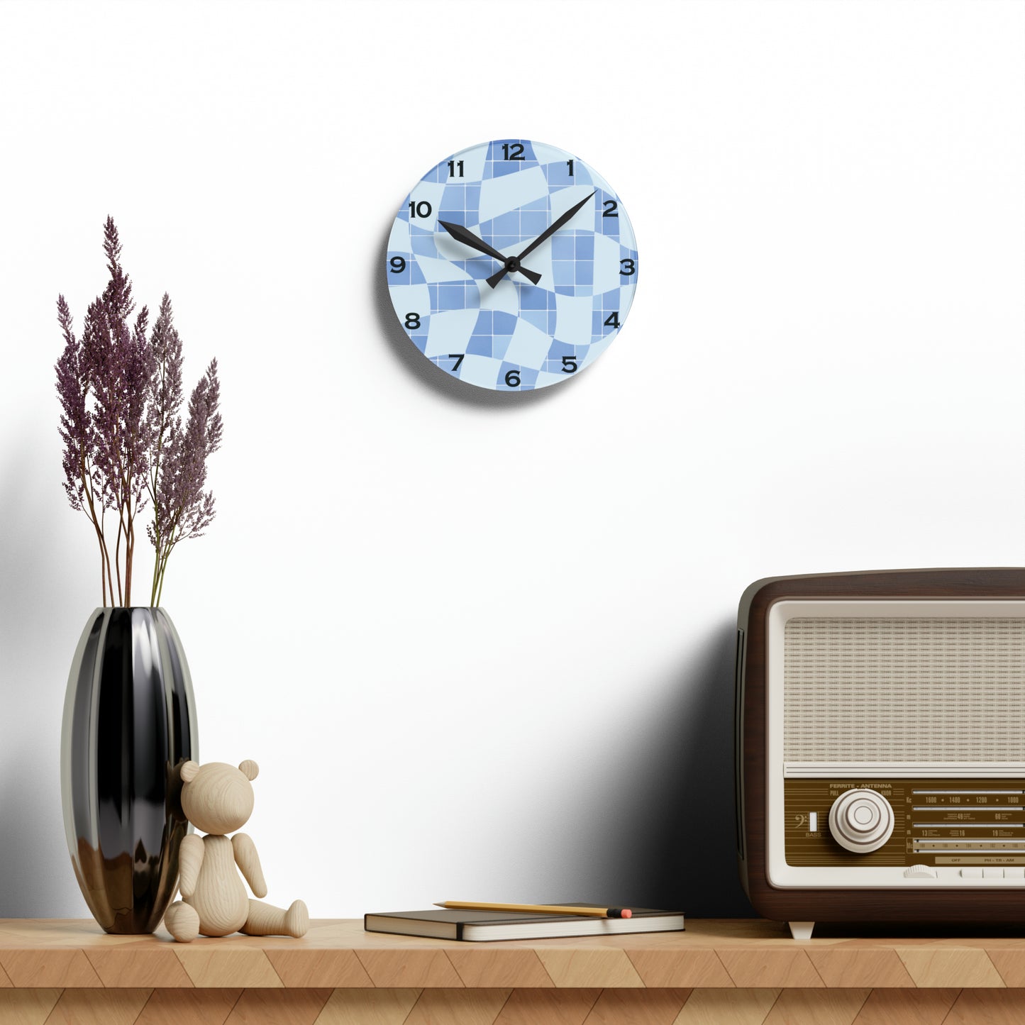 Reloj de pared acrílico mosaico azul