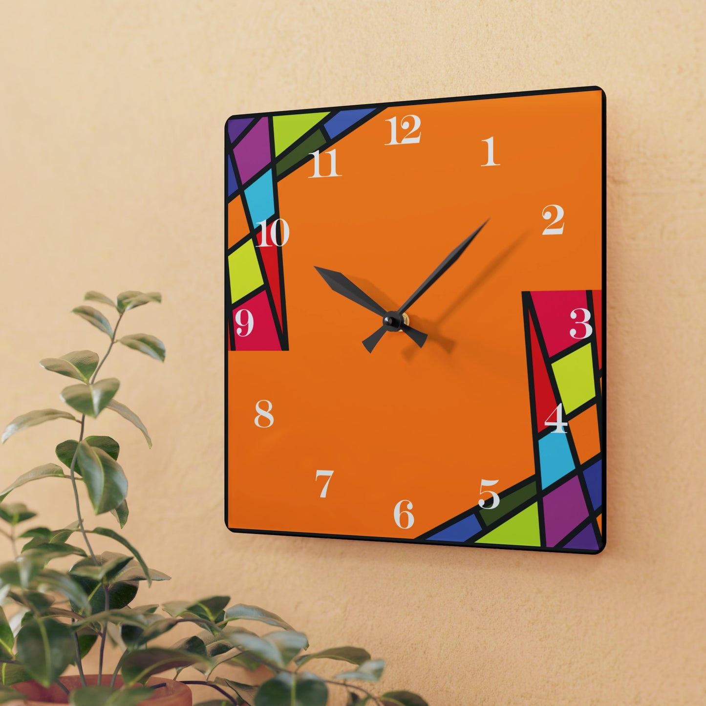 ColorBlock Wall Clock Orange