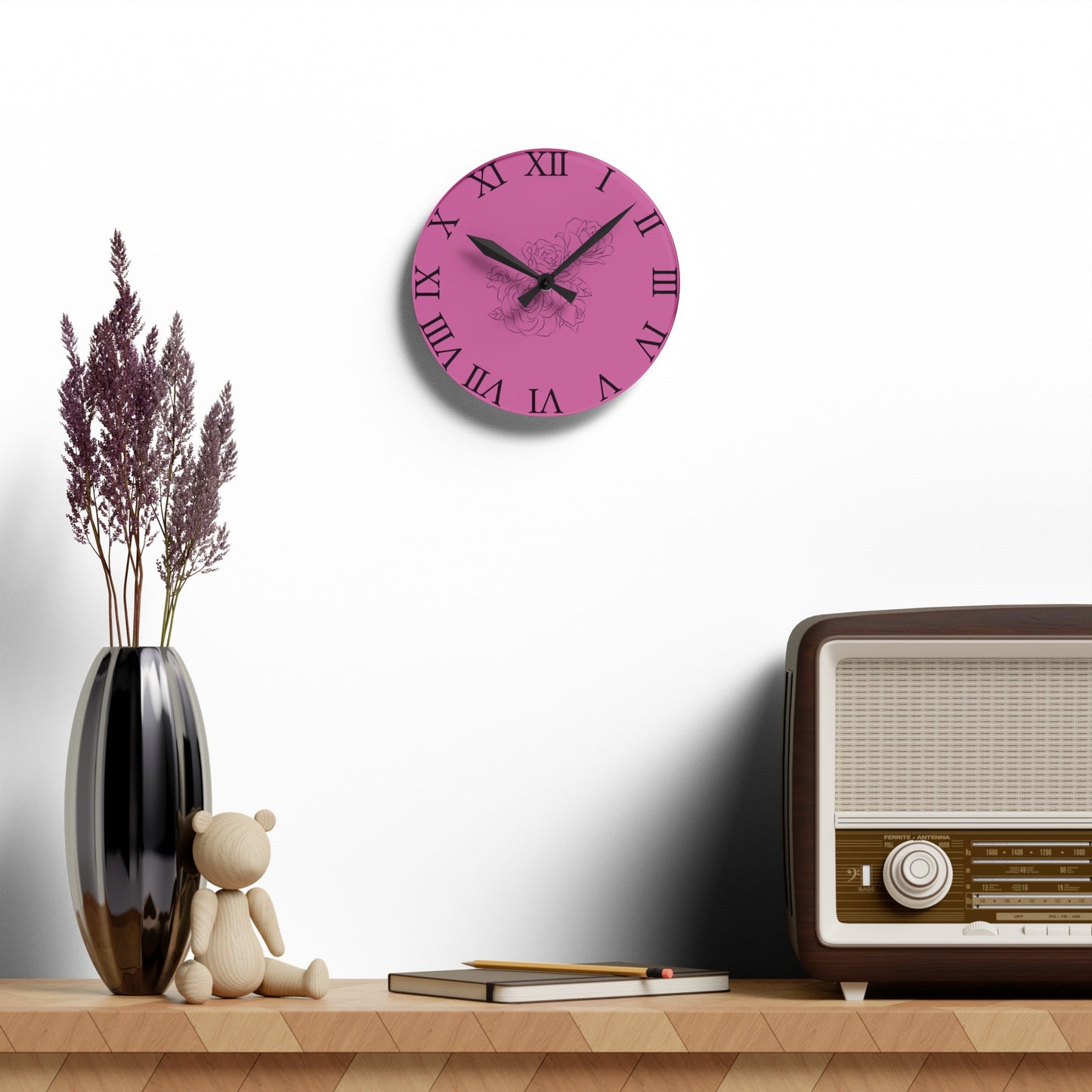 FlowerBlush Acrylic Wall Clock