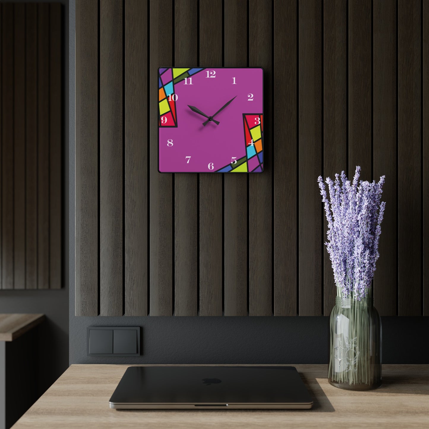 ColorBlock Wall Clock Plum