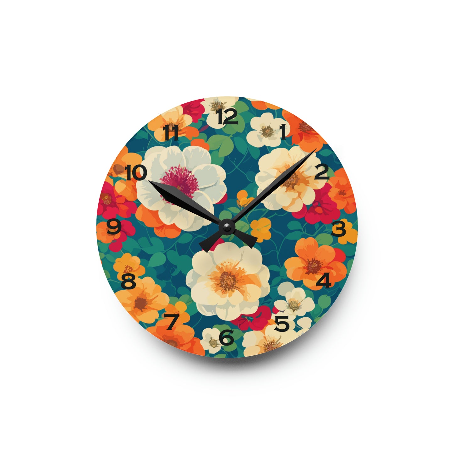 Reloj de pared acrílico floral