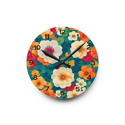 Reloj de pared acrílico floral